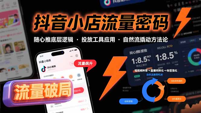抖音小店流量密码，随心推底层逻辑，投放工具应用，自然流撬动核心方法论-老菜鸟