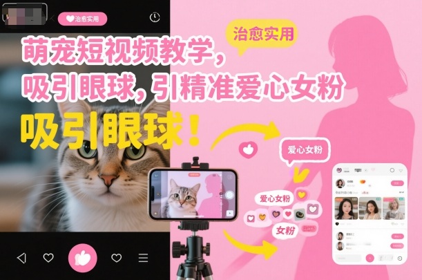 萌宠短视频教学，吸引眼球，引精准爱心女粉-老菜鸟