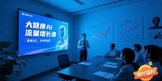 大健康AI流量增长课8.0，赛道定位方法论，AI数字人内容生产，私域转化运营-老菜鸟