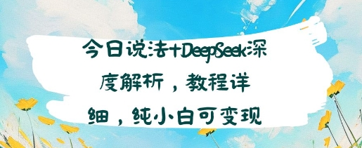 今日说法+DeepSeek深度解析,教程详细,纯小白可变现-老菜鸟
