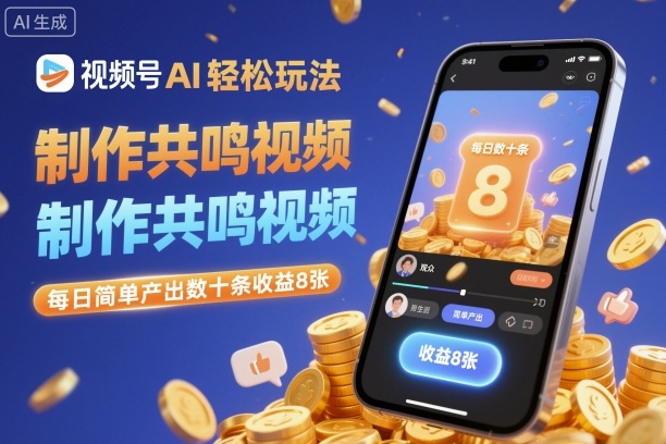 视频号AI轻松玩法，制作共鸣视频，每日简单产出数十条收益8张-老菜鸟