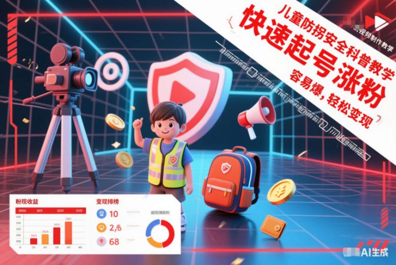 儿童防拐安全科普知识视频制作教学，快速起号涨粉，容易爆，轻松变现-老菜鸟