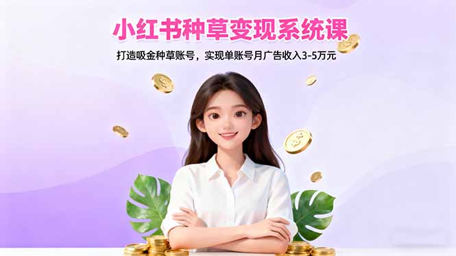 小红书种草变现系统课：打造吸金种草账号，实现单账号月广告收入3-5万元-老菜鸟