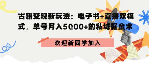 冷门暴利，超低成本复制古籍电子书，精准引流私域月销200+单-老菜鸟