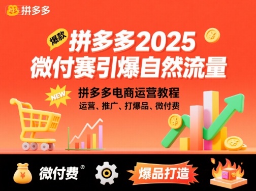 拼多多2025微付费引爆自然流量，拼多多电商运营教程，运营、推广、打爆品、微付费（更新）-老菜鸟