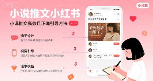 小说推文小红书高转化引导方法实操课，小说推文高效且正确引导方法-老菜鸟