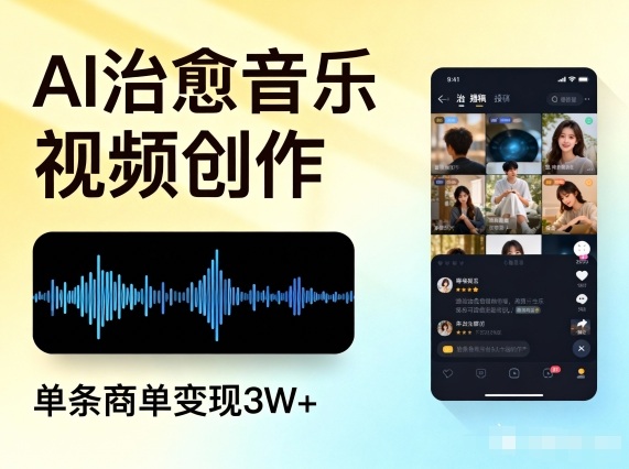 AI做治愈音乐视频，多平台投稿，单条商单变现3W+-老菜鸟