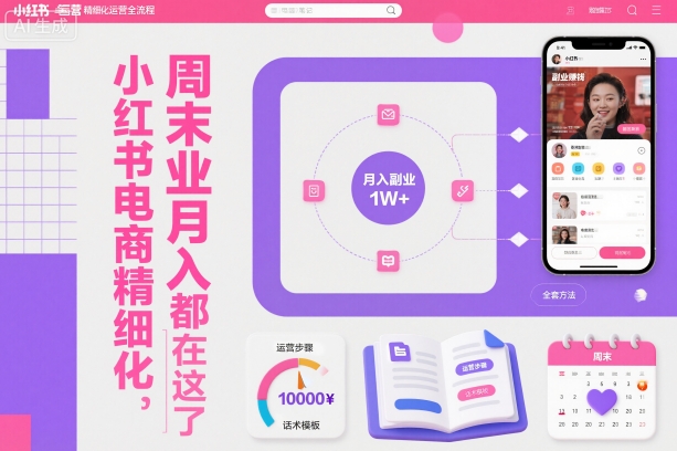 小红书电商精细化运营全流程，周末副业月入1W+，全套方法都在这了-老菜鸟