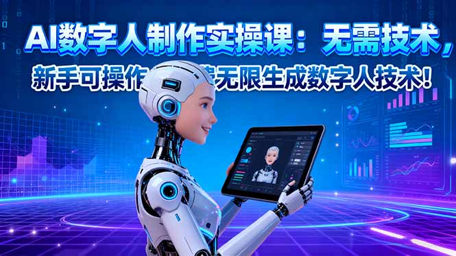 AI数字人制作实操课：无需技术，新手可操作，免费无限生成数字人技术！-老菜鸟