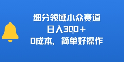 细分领域小众赛道,日入300+,0成本,简单好操作-老菜鸟