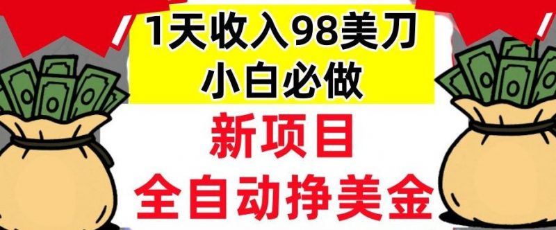 新项目，全自动挣美刀，1天收入98刀，0门槛，适合新人的被动收入（最终版本）-老菜鸟